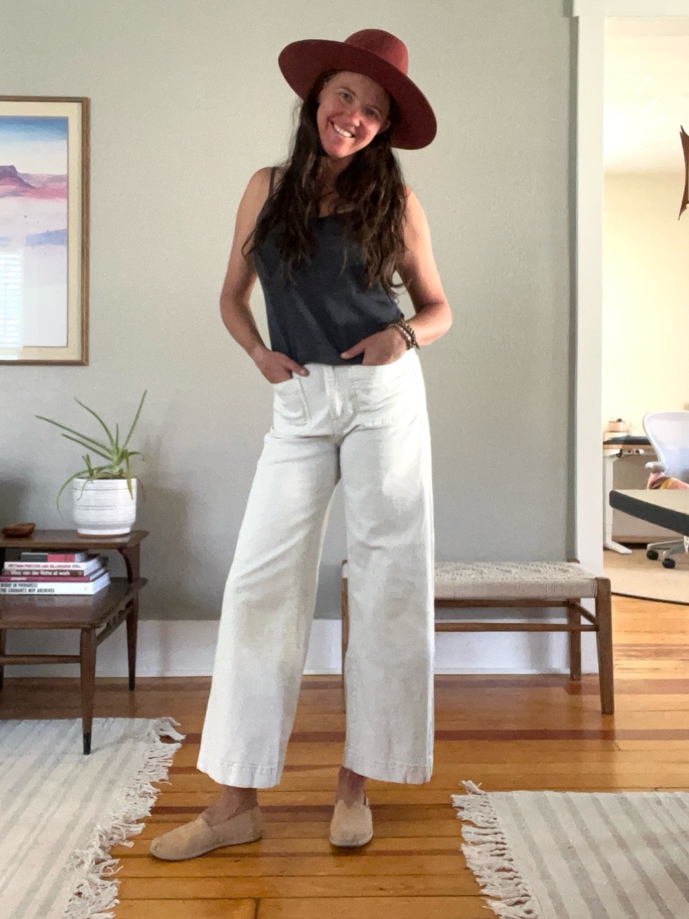 GAP Denim Women's off-white Wide-Leg Cropped Jeans